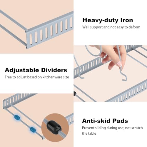 Housolution Pot and Pan Lid Organizer Holder Storage Rack, Grey