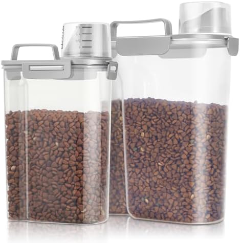 TBMax Pet Food Storage Containers 2 Pack 8-10 Lbs Airtight Dog Food Container Dispenser with Large Spout & Portable Handle, Travel Dog Treat Cat Food Storage Bin Bird Seed Container