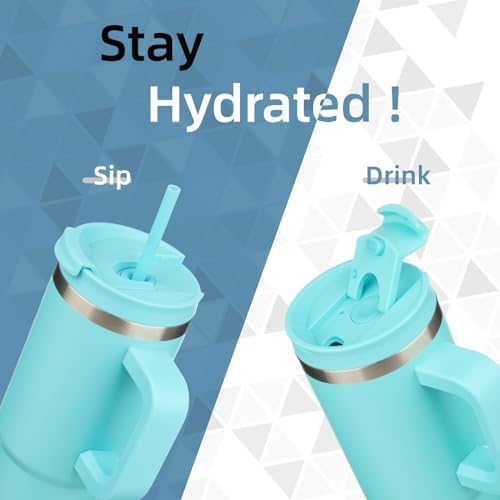 Konokyo 40 oz Insulated Tumbler Water Bottle with Handle, Straw Lid