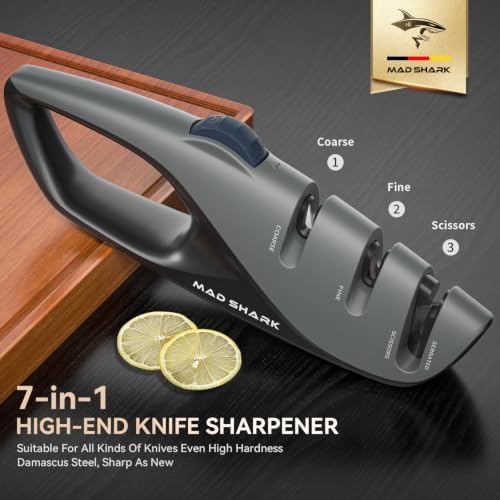 Mad Shark Knife Sharpener - 5 Adjustable Sharpening Angles & Non-Slip Grip