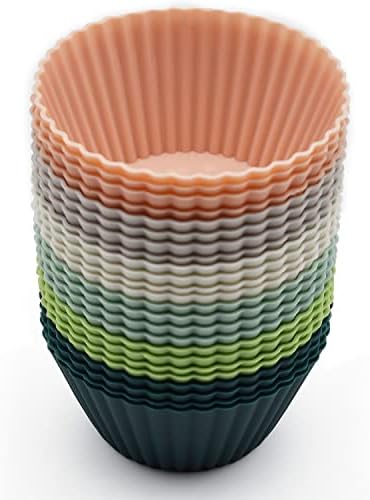 24 Pack Silicone Baking Cups, Reusable Cupcake Liners Molds, Multicolor
