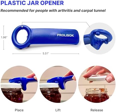 Jar Opener for Seniors with Arthritis, Plastic Jar Lid Opener for Weak Hands, Jar Opener Tool 5.5 inch – Blue & Red