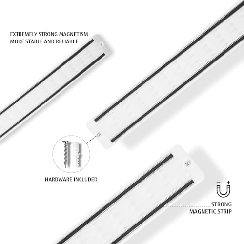 White Knife Set with Magnetic Strip for Wall,6-Piece