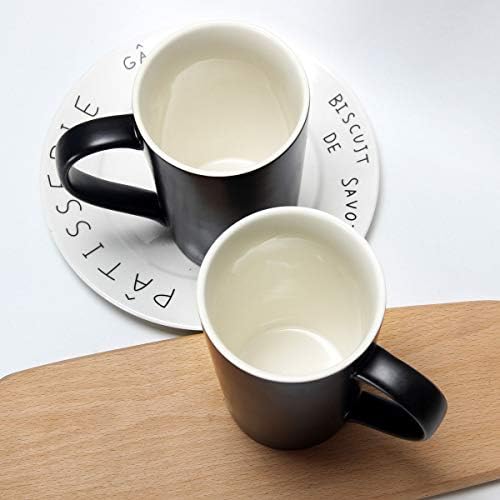 20 oz Large Coffee Mugs, M007 Tall Ceramic Cup with Handle for Dad Men, Set of 2, Black