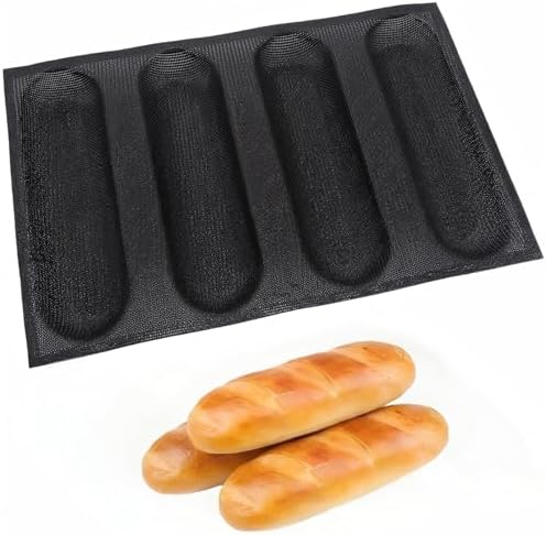 Dioycli Bread Mold for Baking Silicone Large Baguette Bread Pan, 4-Loaf