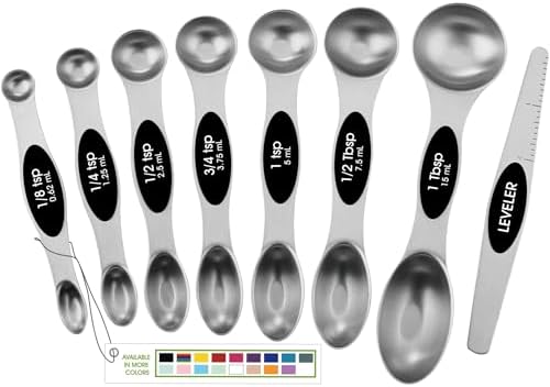 Spring Chef Stainless Steel Magnetic Measuring Spoons Set of 8, Black