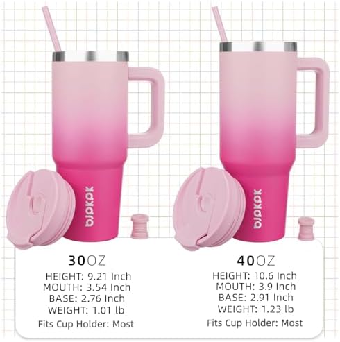 BJPKPK 40 oz Insulated Tumbler with Handle & Straw, Stainless Steel