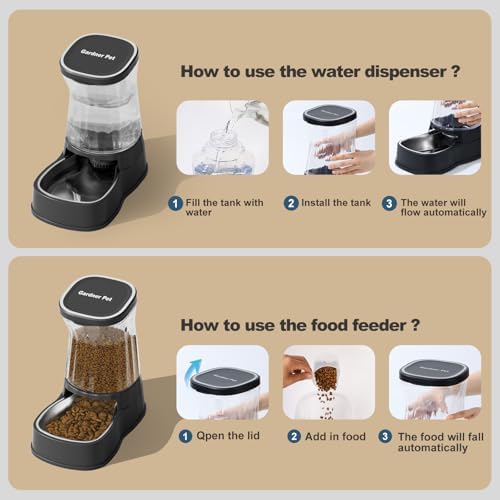Automatic Dog Water Dispenser & Feeder Food Set, 304 Stainless Steel Bowls