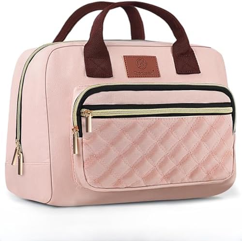 Genteen Insulated Lunch Box for Adult Women Office Work and Teen Girls School, Waterproof Leakproof Reusable Cooler Lunch Tote for Picnic Travel-Pink