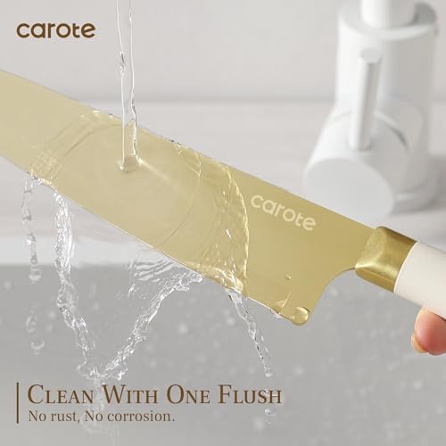 CAROTE Kitchen Knife Set, 6 Gold Knives with 6 Blade Guards, 12-Piece
