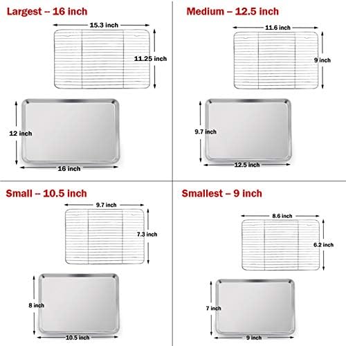 P&P CHEF 16 + 12.5 + 10.4 + 9 Inch Baking Sheet & Rack, Pan and Wire Rack