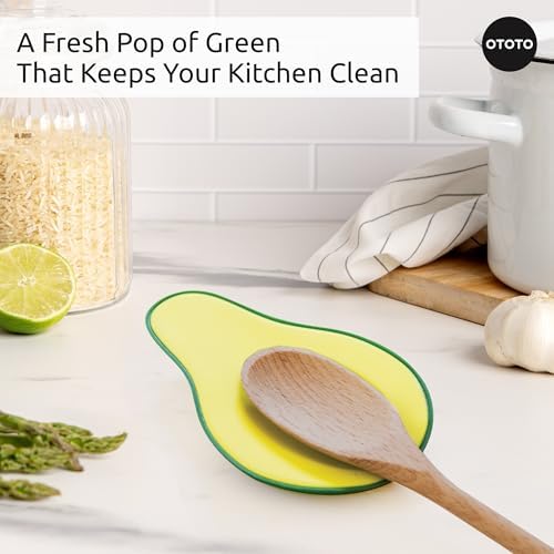 OTOTO Avocado Spoon Rest for Stove Top - Silicone Spoon Rest for Kitchen Counter, for Ladles, Tongs, Spatula Funny Cool Cute Kitchen Gifts Gadgets Accessories