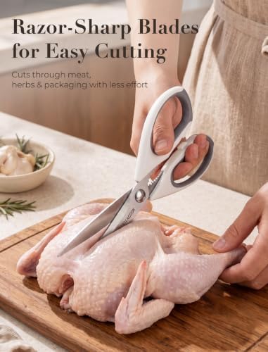 Astercook Kitchen Scissors, 3-Pack Heavy Duty Kitchen Shears with Stainless Steel Blades for Meat, Poultry, Herbs, Vegetables and Packaging, Dishwasher Safe