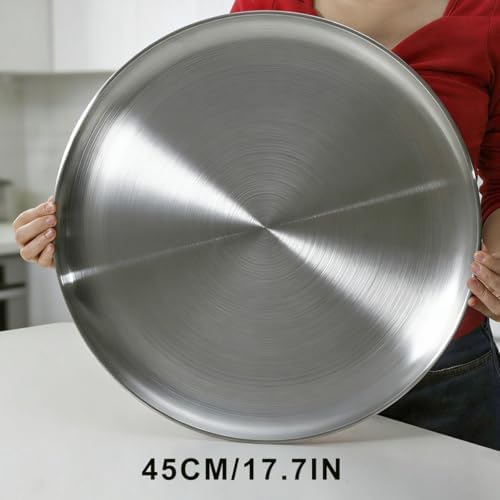 18 Inch Pizza Pan for Oven 2 Pack Stainless Steel Baking Sheet Round Plates for Cake Pie and Salad Pizza Steel Large Tray Oven Dishwasher Safe & Easy Clean
