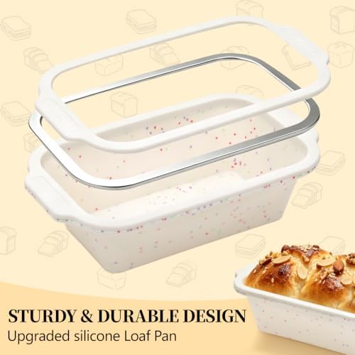 4 Pack Silicone Loaf Pan, Metal Reinforced Bread Pan Small Bread Pans
