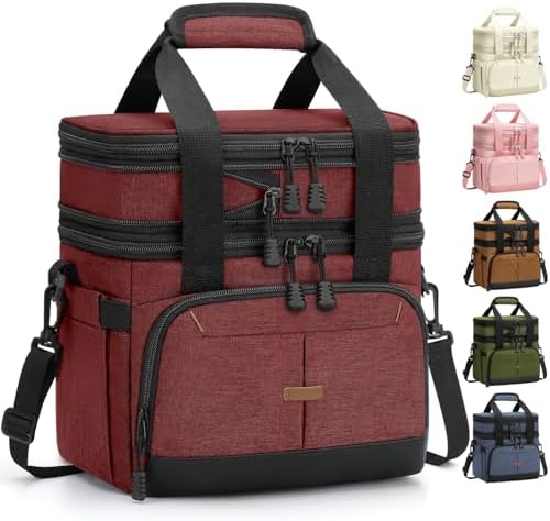 Pritent Lunch Box for Men Women Double Decker Insulated Lunch Bag for men