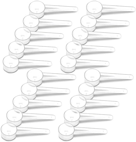 20 Pack Teaspoon Measuring Spoons, 1 Tsp (5 mL) Plastic Creatine Scoops