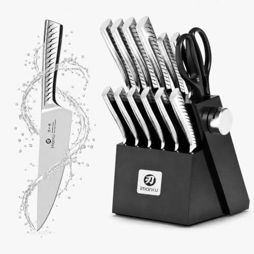 iMarku 14-Piece High-Carbon Stainless Steel Knife Set with Non-Slip Handles