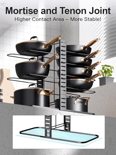 MUDEELA 8-Tier Lightweight Pots and Pans Organizer under Cabinet, 14.55" H