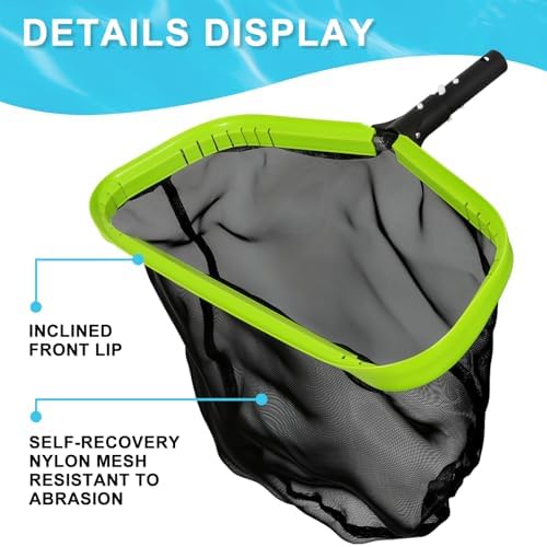 Sepetrel,Pool Net,Professional Swimming Pool Leaf Skimmer Nets for Cleaning with Nylon Deep Bag,Heavy Duty Aluminum Frame & Handle Rake(Pole Not Included)
