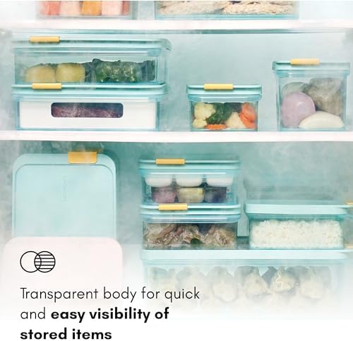 LocknLock Freezer Fit Plastic Freezer Containers | Stackable Food Storage for Meal Prep | Microwave & Dishwasher Safe | BPA Free Freezer Container with Lid, 1.05L