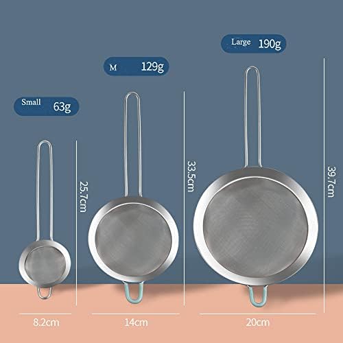 304 Stainless Steel 3.15 inch Fine Mesh Strainers for Kitchen, Colander-Skimmer with Handle, Sieve Sifters for Food, Tea, Rice, Oil, Noodles, Fruits, Vegetable 3inch
