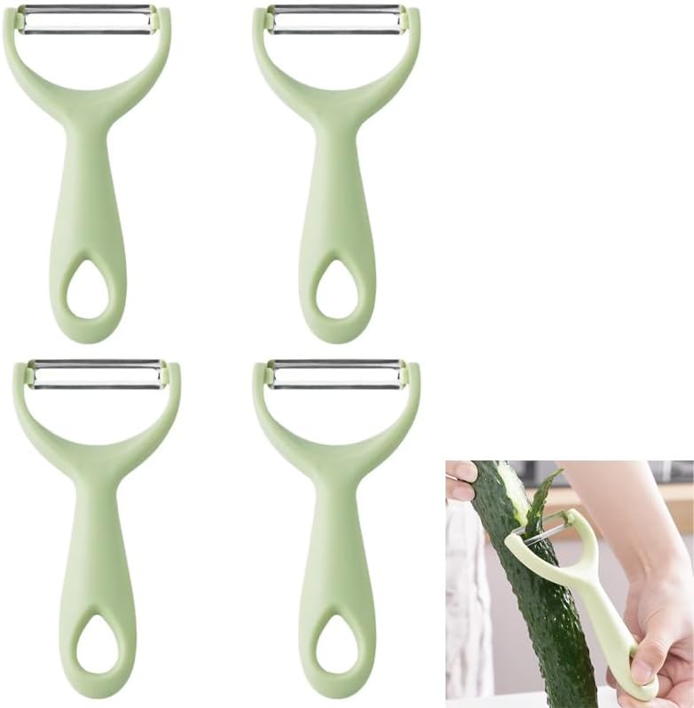 4 Pcs Potatoes Peeler, Apple Peeler Suitable for Cucumber, Carrot, Potato, Apple, Snow pear, Gourd and Melon(PP/Stainless Steel）