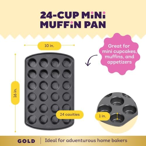 Wilton Gold Non-Stick Muffin Pan, Made Without PFAS, 24-Cup