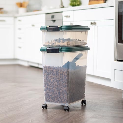IRIS USA Airtight Pet Food Container, Up to 30 lbs & 11 lbs, Green