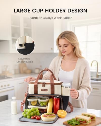 LOVEVOOK Insulated Lunch Bag for Women Men, Large Double Deck Lunch Box