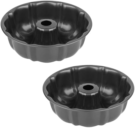 Novery 2PCS 9.5" Non-Stick Carbon Steel Fluted Tube Cake Pans