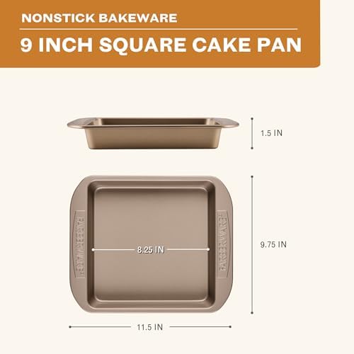 Farberware Nonstick Square Cake Pan 9-Inch, Mocha