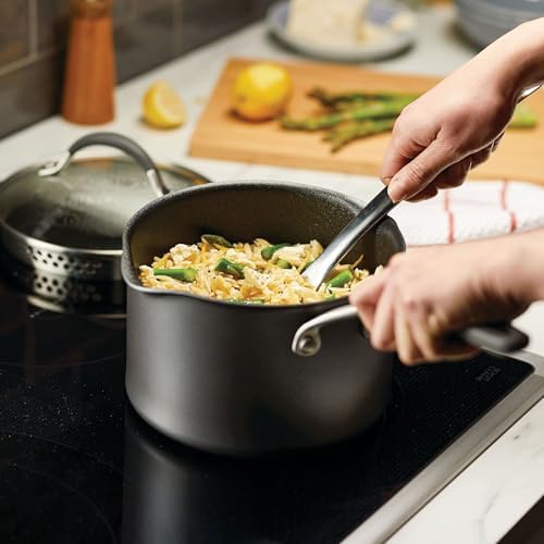 Circulon A1 Series Nonstick Straining Sauce Pan with Lid, 3-Quart, Graphite