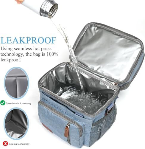 MIYCOO Lunch Bag for Men & Women, Expandable Double Deck Lunch Box, 15L