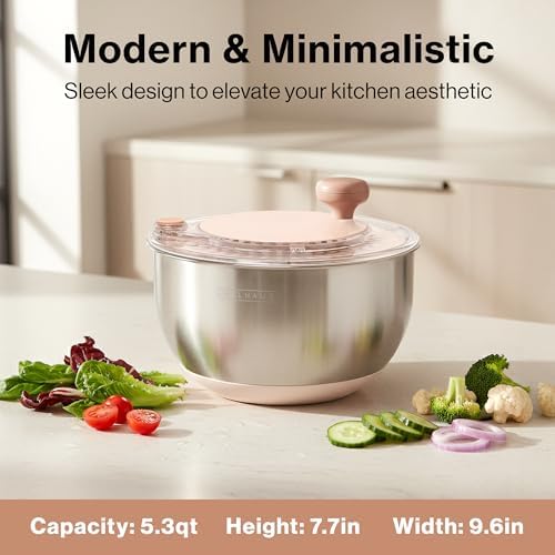 EDELHAUS Salad Spinner Stainless Steel - Lettuce Fruit Vegetable Washer