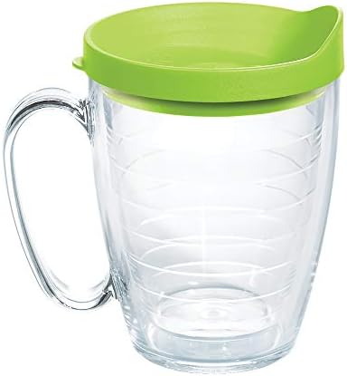 Tervis Clear & Colorful Lidded Made in USA Double Walled Insulated Tumbler Travel Cup Keeps Drinks Cold & Hot, 16oz Mug, Lime Green Lid
