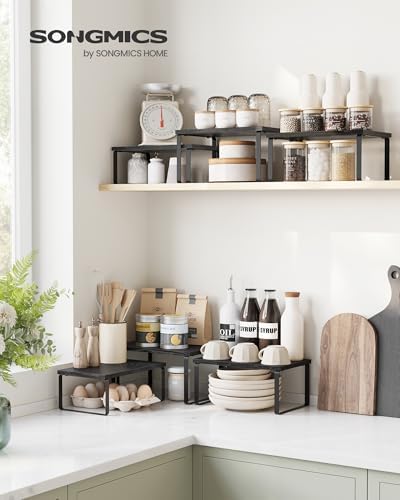 SONGMICS Cabinet Organizer Shelf, Set of 3 Spice Rack, Kitchen Storage