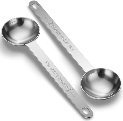 2PCS Coffee Scoop Spoons, 15ML (1 Tablespoon) Stainless Steel Measuring Spoons with Long Handle, Durable Coffee Scoopers for Ground Coffee, Tea and Baking Powder