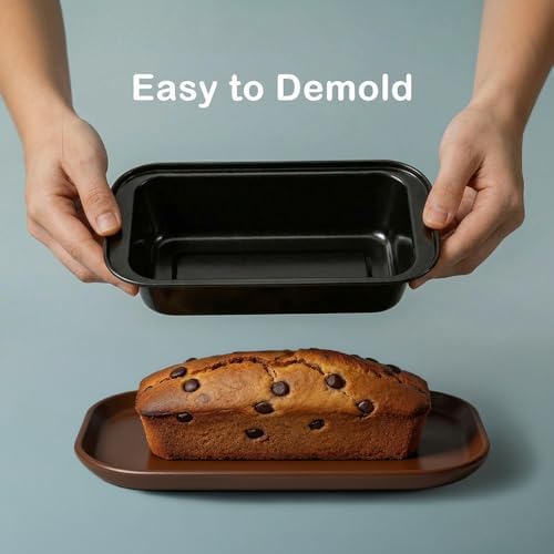 3 Pack Carbon Steel Bread Loaf Pans for Baking, Black, 6 x 3 Inch