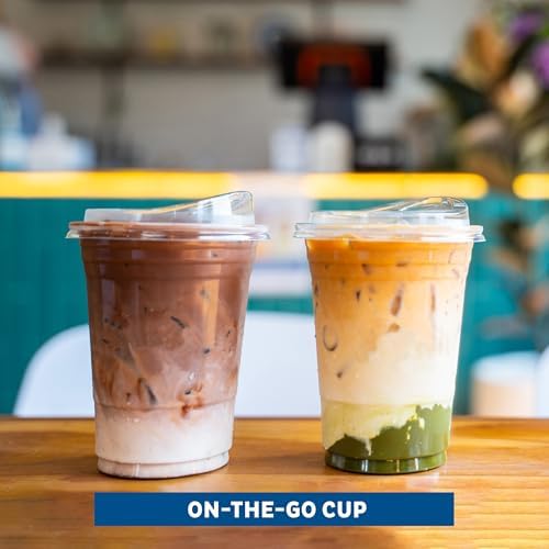 Freshware Clear Plastic Cups with Strawless Sip Lids [100 Cups - 16 oz] Disposable Cup for Iced Coffee, Smoothie, Milkshake, Cold Drinks