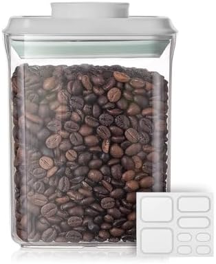 Ankou Food Airtight Containers (1500ml) 1.5 Qt Pop Up Food Formula Container With Lids, Bpa-Free One Button Open Stackable Container for Coffee Tea Brown Sugar Cereals - 8 Labels - Clear