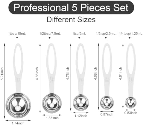 5pcs Measuring Spoon Set, Heavy Duty Stainless Steel