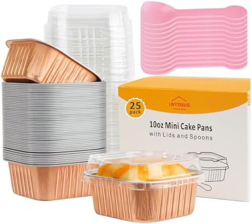 LNYZQUS 10oz Mini Cake Pans with Lids, Small Cinnamon Roll Containers