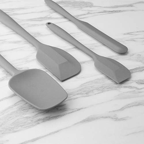 4-Piece Silicone Spatula Set with Stainless Steel Core, Gray
