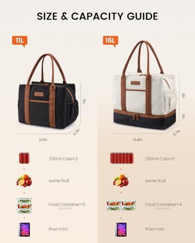 LOVEVOOK Insulated Lunch Bag Women with Triple Compartments & Bottle Holder