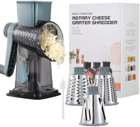 Rotary Cheese Grater Shredder 3-in-1 Hand Crank Suction Base
