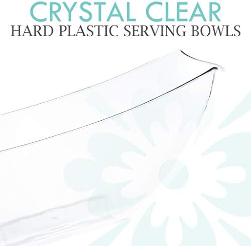 PLASTICPRO Disposable 64 ounce Square Serving Bowls, Party Snack or Salad Bowl, Large Plastic Crystal Clear Pack of 4