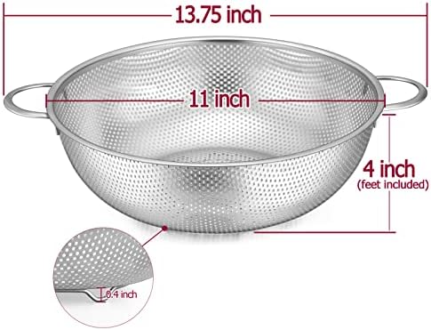 TeamFar Colander, 5qt Stainless Steel Micro-Perforated Colander Strainer