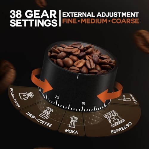 Burr Coffee Grinder - Portable Espresso Grinder for Travel, Camping