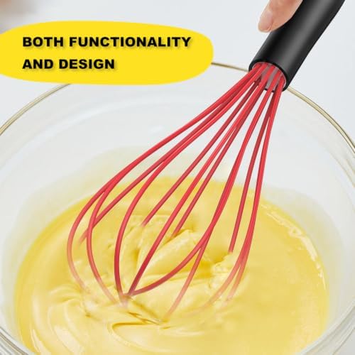 NileHome Silicone Whisk Set 10" Kitchen Whisk Purple Red,2-pack
